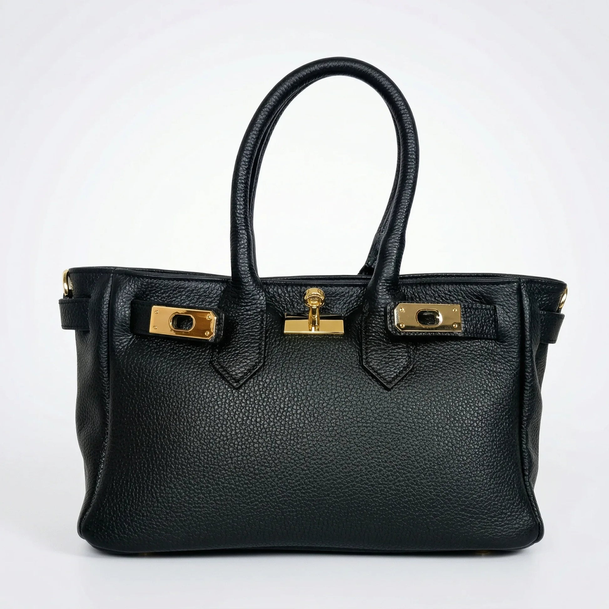 Stile Donna borsa a mano vera pelle made in Italy hardware dorato – vista laterale