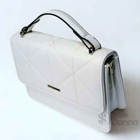 Stile Donna borsa a mano ecopelle bianca elegante – dettaglio esterno