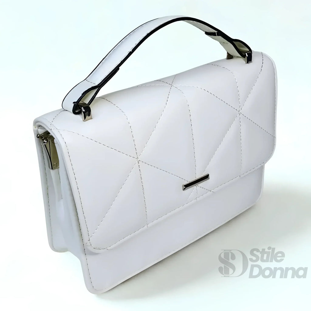 Stile Donna borsa a mano ecopelle bianca elegante donna – borsa indossata