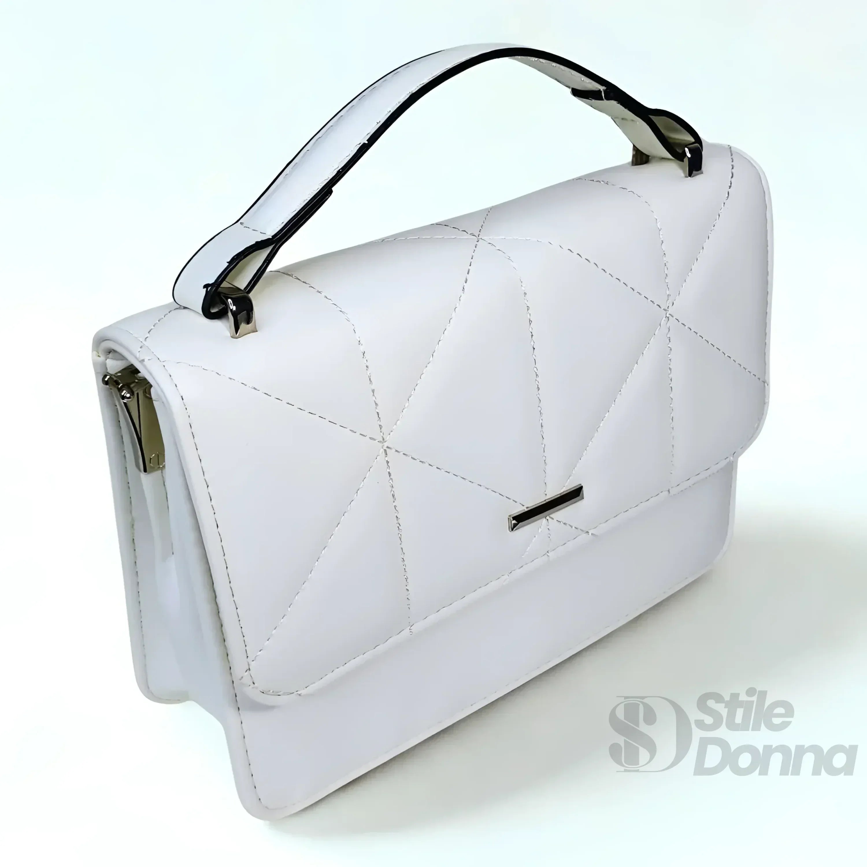 Stile Donna borsa a mano ecopelle bianca elegante donna – borsa indossata