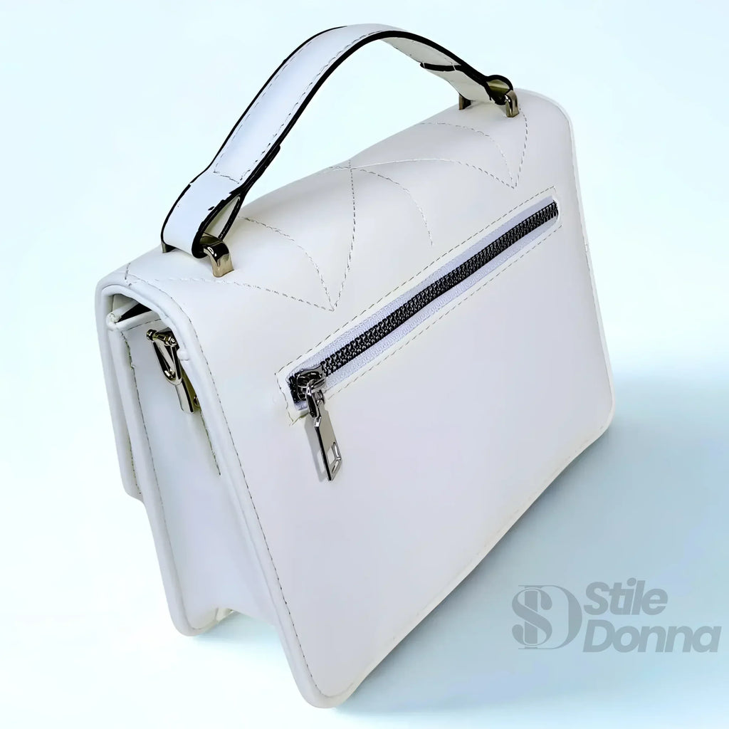 Stile Donna borsa a mano ecopelle bianca – dettaglio chiusura