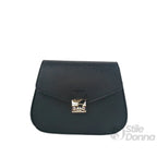 Borsa a Patta in Ecopelle Nera con Chiusura Argento - Stile Donna Bags