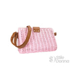 Borsa a Spalla Intrecciata in Paglia con Tracolla Ecopelle e Dettagli Dorati - Stile Donna Bags