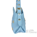 Borsa a Spalla con Occhielli Circolari Dorati in Ecopelle - Stile Donna Bags