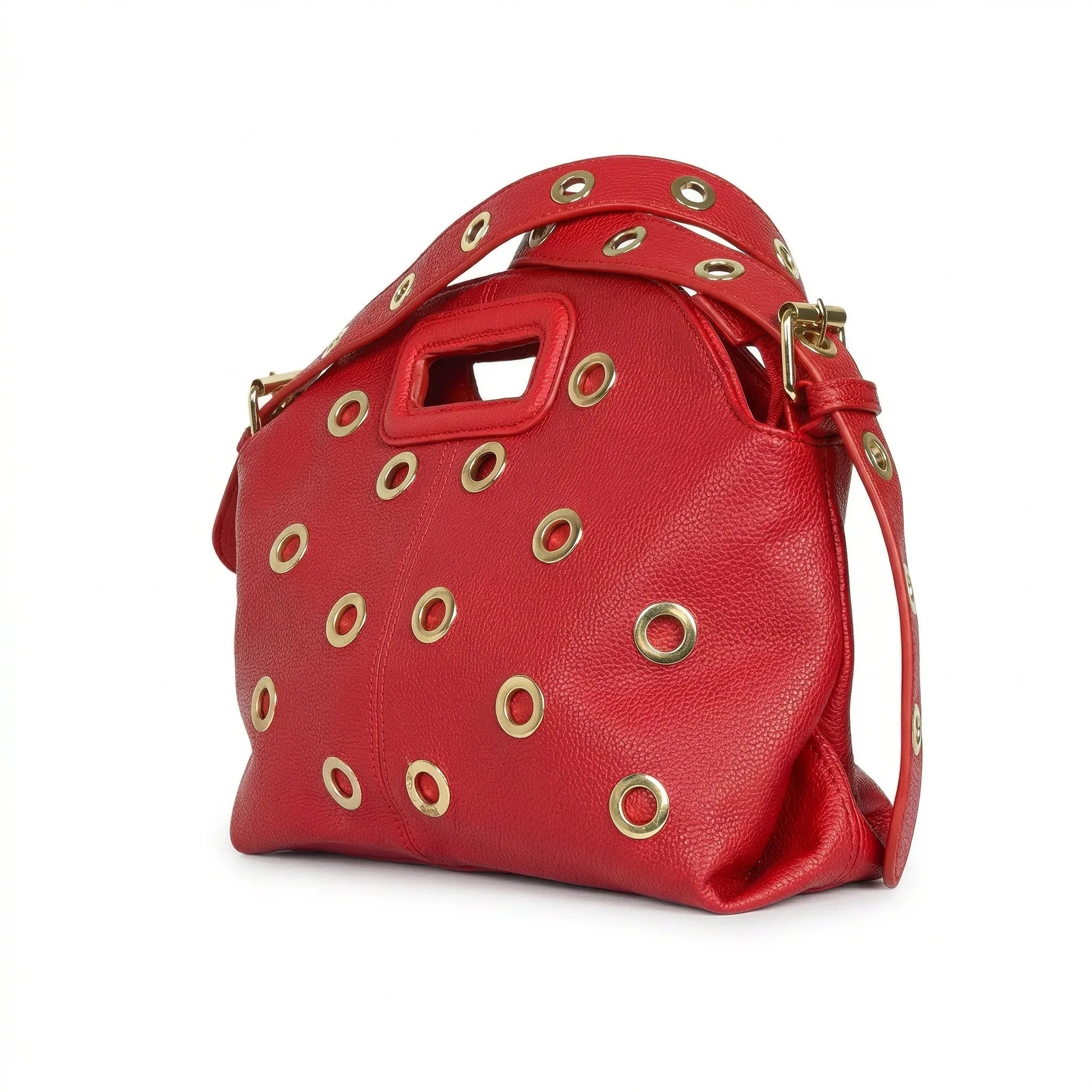 Stile Donna borsa a spalla ecopelle nera con occhielli dorati – dettaglio chiusura