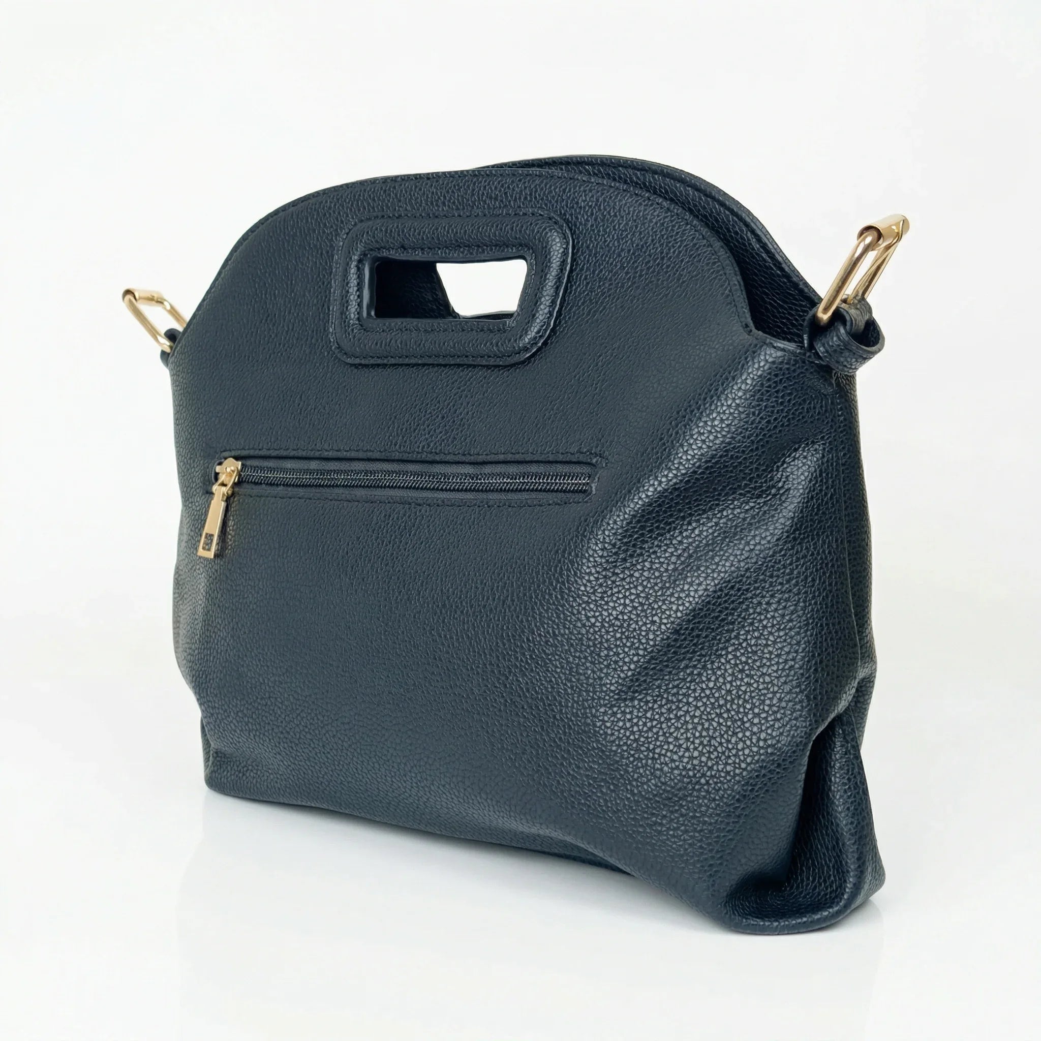 Stile Donna borsa a spalla ecopelle nera con occhielli circolari – vista supplementare 2
