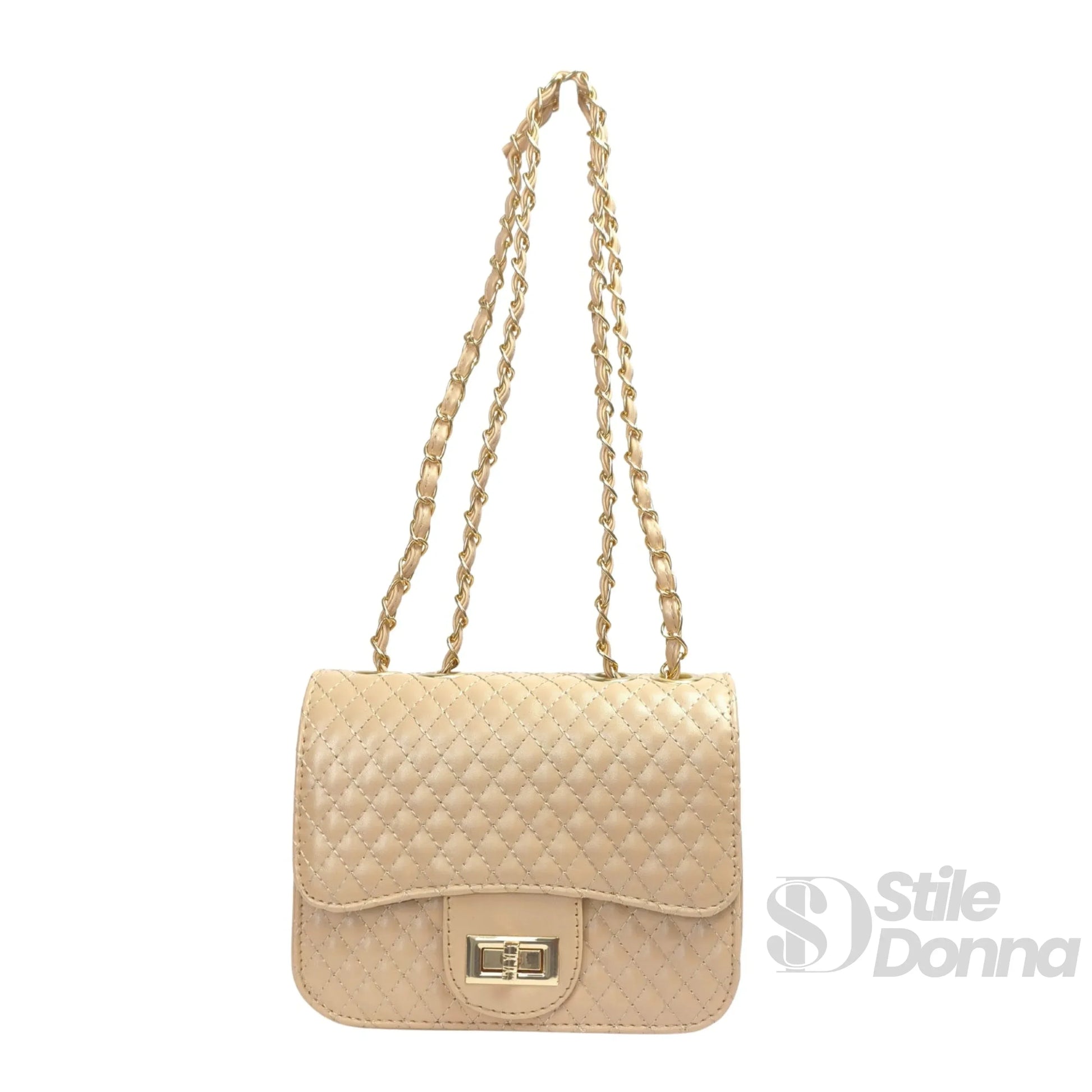 Stile Donna borsa a tracolla ecopelle catena intrecciata – dettaglio esterno