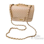 Borsa a Tracolla Beige con Catena Intrecciata in Ecopelle - Stile Donna Bags