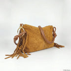 Borsa a Tracolla Camilla Boho in Pelle Scamosciata con Frange - Stile Donna Bags