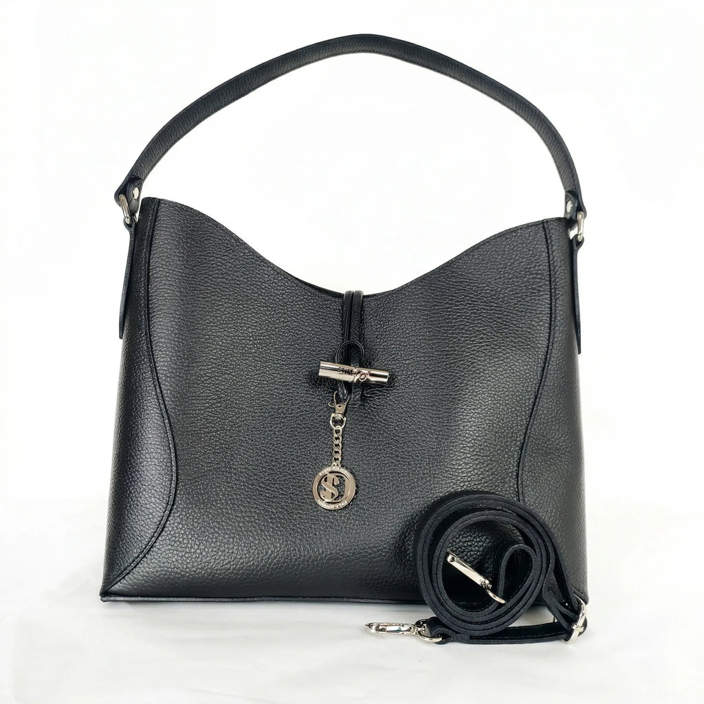 Lorenza borsa a tracolla vera pelle grande capiente donna – borsa indossata