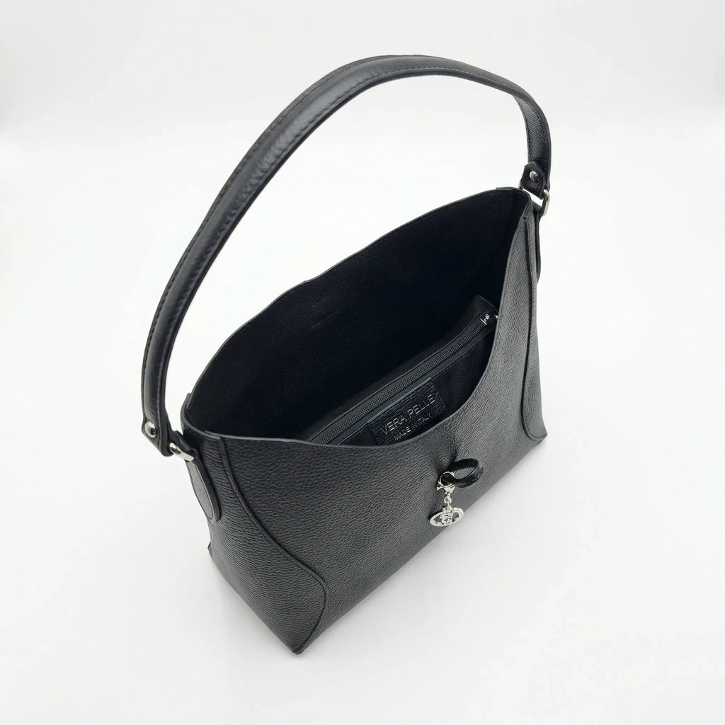 Lorenza borsa a tracolla vera pelle grande capiente – interno e tasche