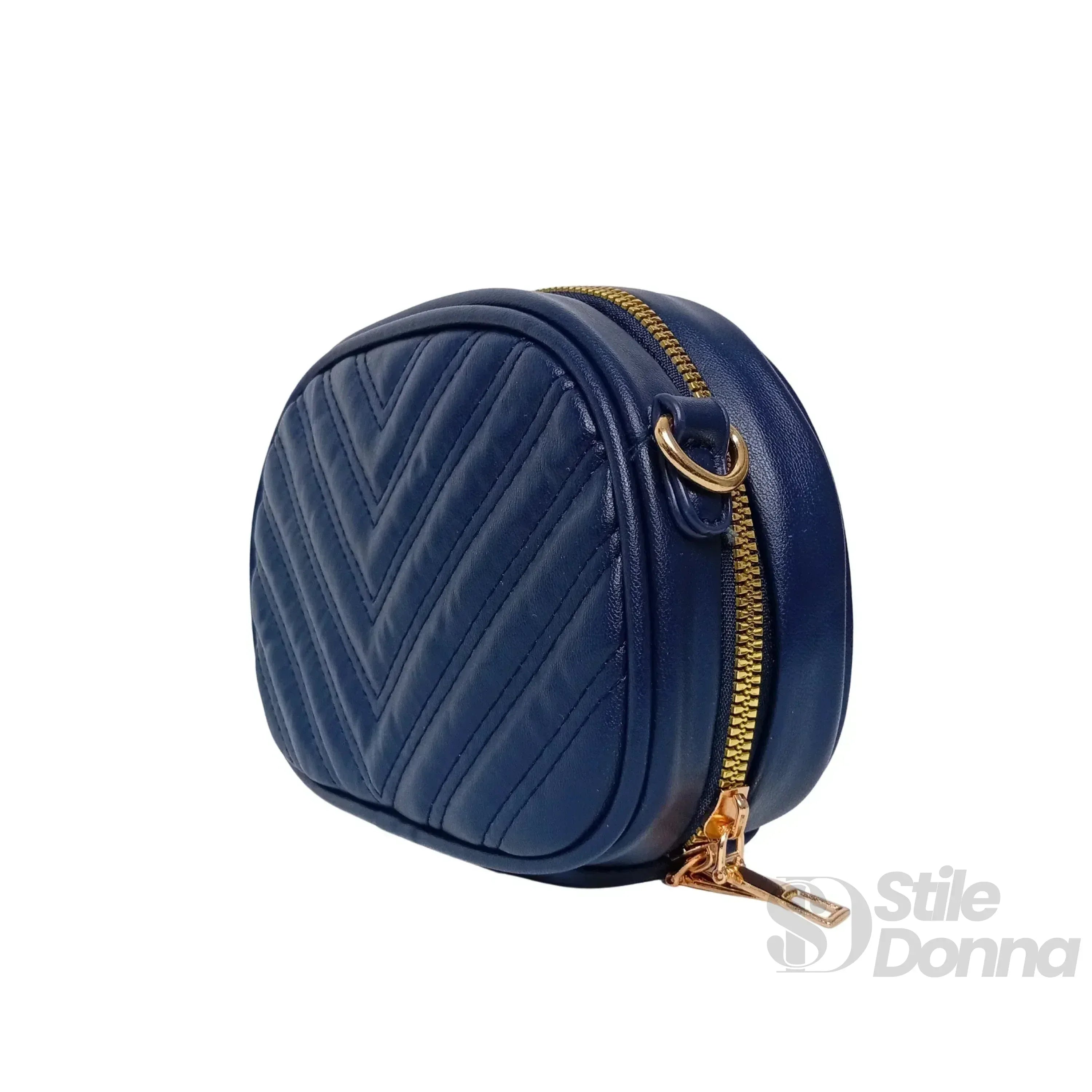 Borsa a Tracolla Ovale Trapuntata | Interno e tasche | ecopelle | Nero