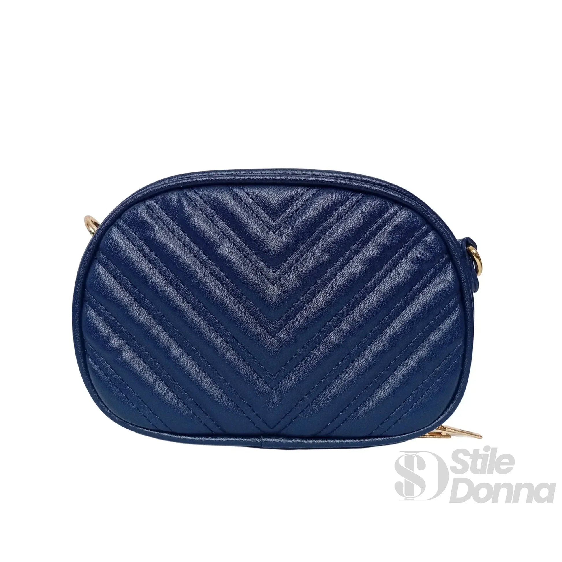 Borsa a Tracolla Ovale Trapuntata | Prospettiva indossata | ecopelle | Nero