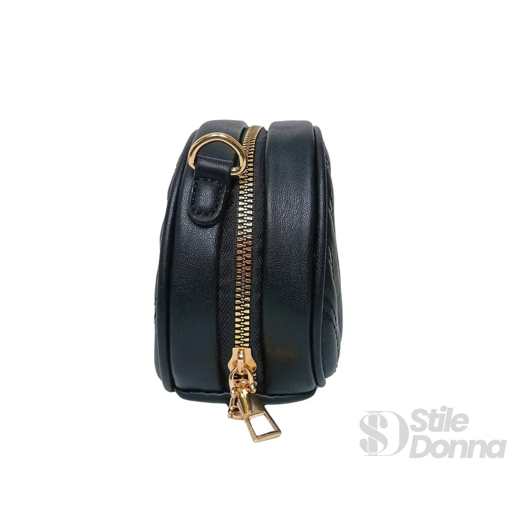 Borsa a Tracolla Ovale Trapuntata | Vista aggiuntiva 11 | ecopelle | Nero