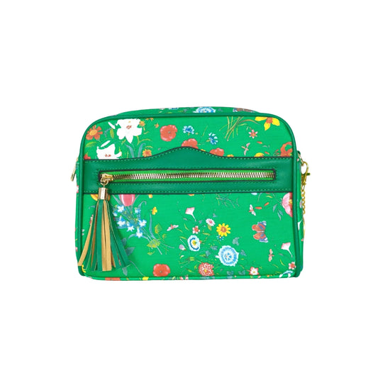 Stile Donna borsa a tracolla tessuto stampa floreale verde resistente donna – vista frontale