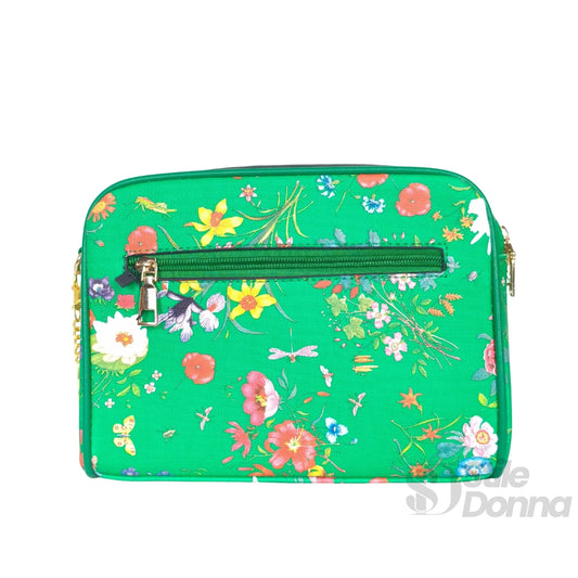 Stile Donna borsa a tracolla tessuto stampa floreale verde – vista posteriore