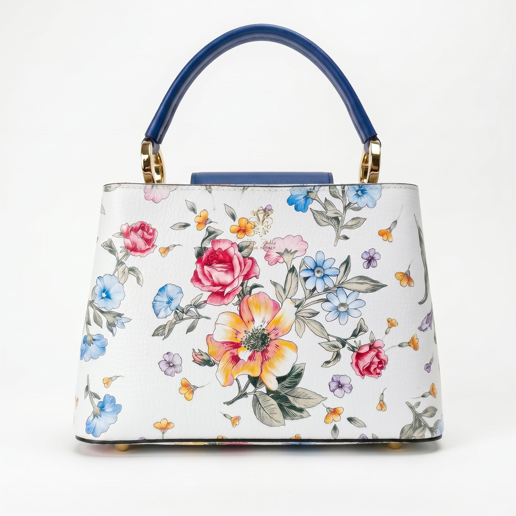 Stile Donna borsa a tracolla vera pelle stampa floreale rosa – dettaglio esterno