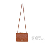 Borsa a Tracolla in Ecopelle Marrone con Catena Oro - Stile Donna Bags