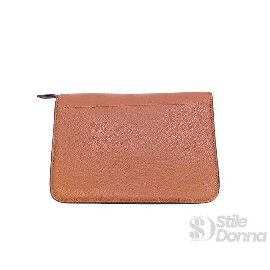 Stile Donna borsa a tracolla ecopelle marrone chiusura a girello – dettaglio esterno