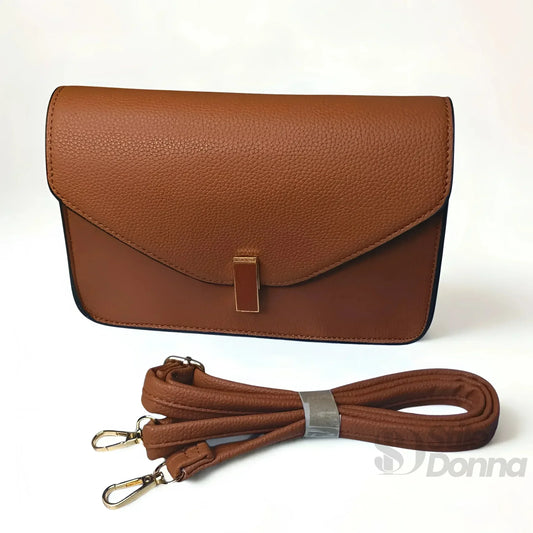 Stile Donna borsa a tracolla ecopelle marrone chiusura a girello – vista posteriore