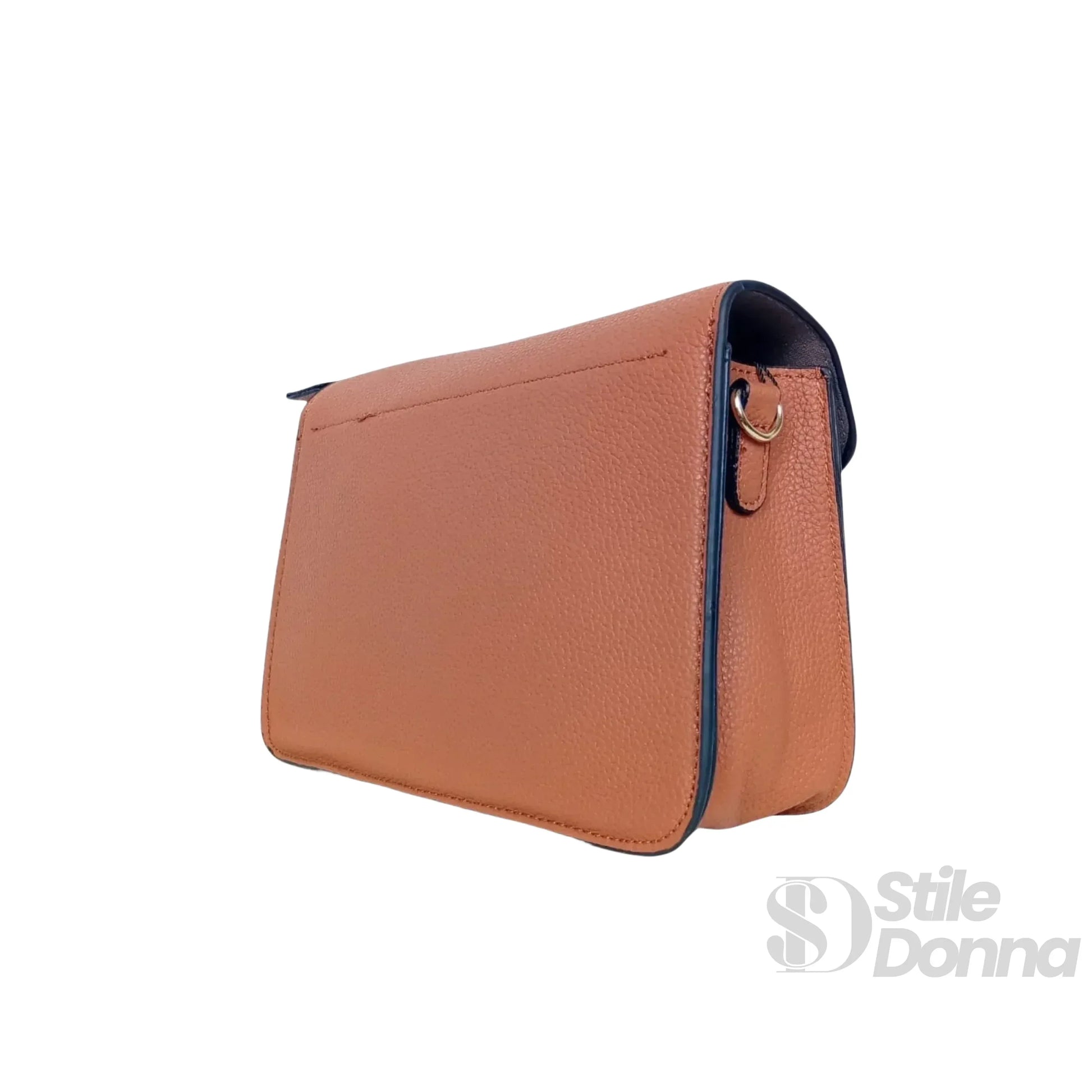 Stile Donna borsa a tracolla ecopelle marrone chiusura a girello – interno e tasche