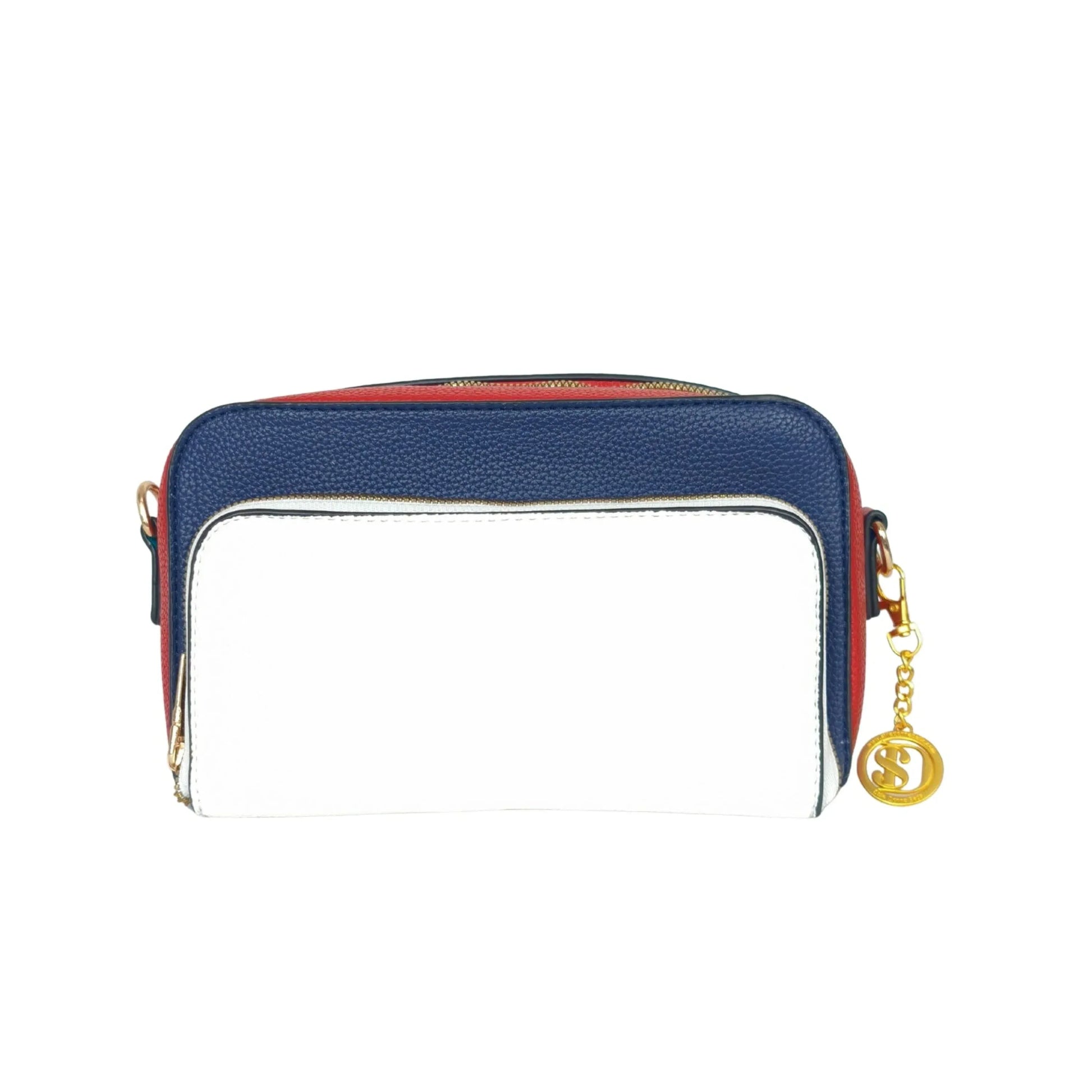Stile Donna borsa a tracolla ecopelle tricolore blu donna – vista frontale