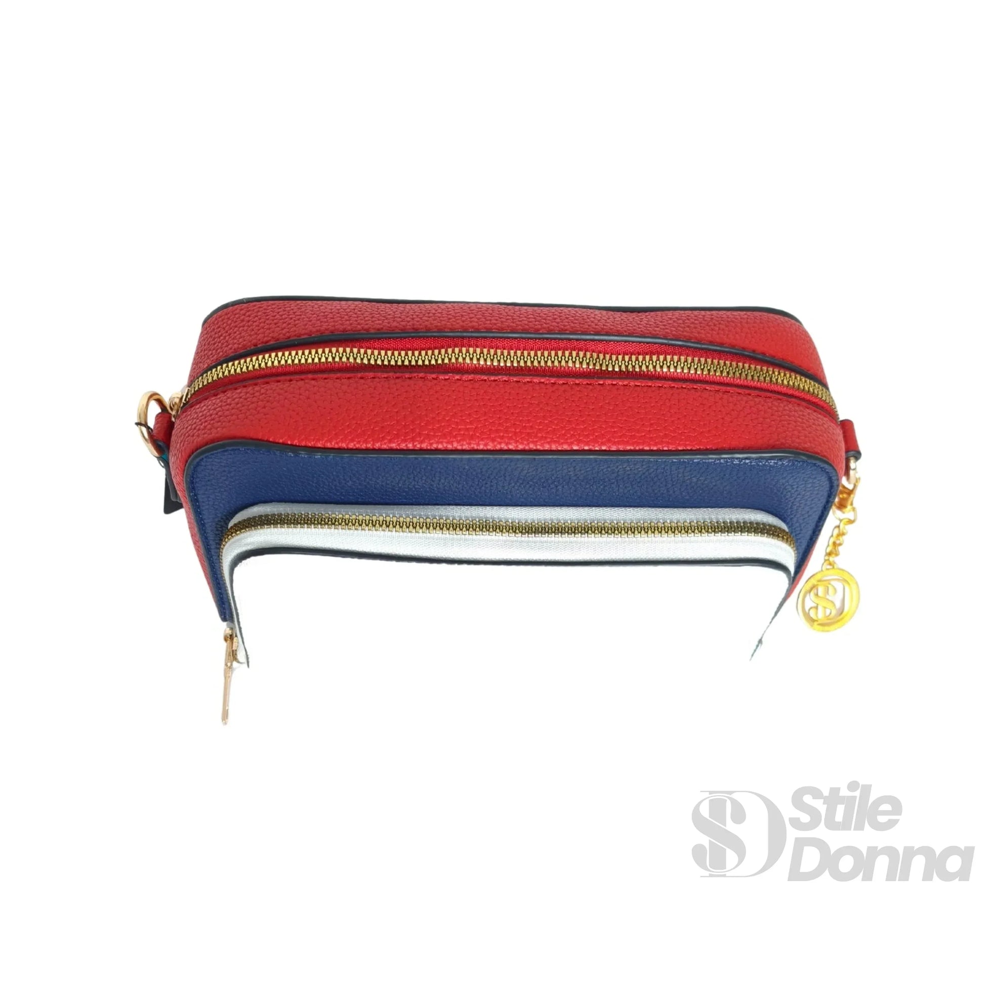Stile Donna borsa a tracolla ecopelle tricolore donna – borsa indossata