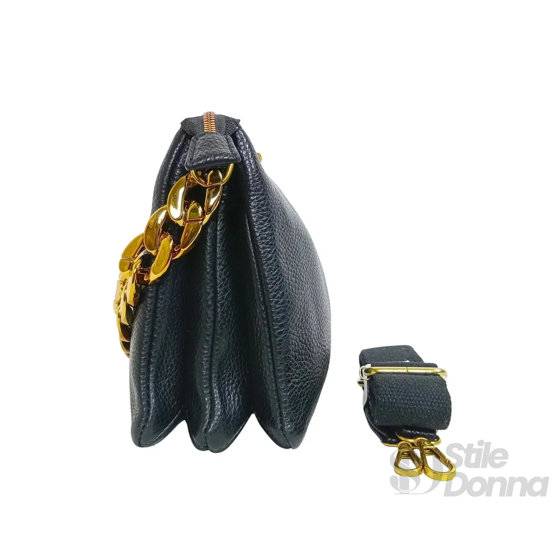 Stile Donna borsa a tracolla ecopelle catena dorata – con accessori abbinati