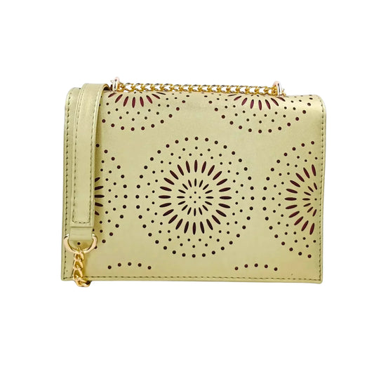 Stile Donna borsa a tracolla ecopelle con catena elegante e versatile donna – vista frontale