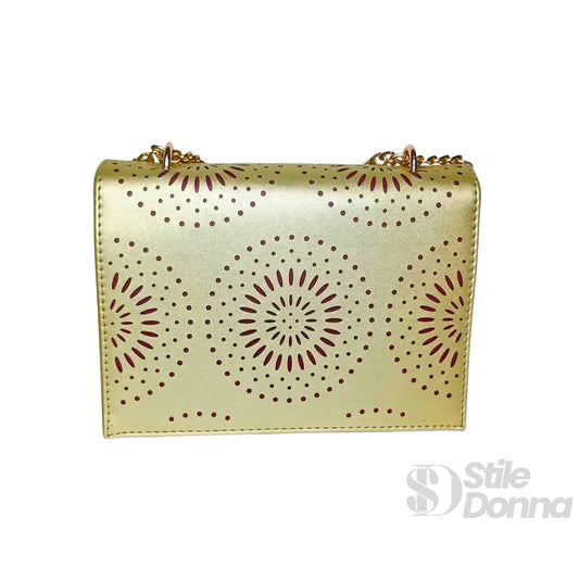 Stile Donna borsa a tracolla ecopelle con catena elegante – vista laterale