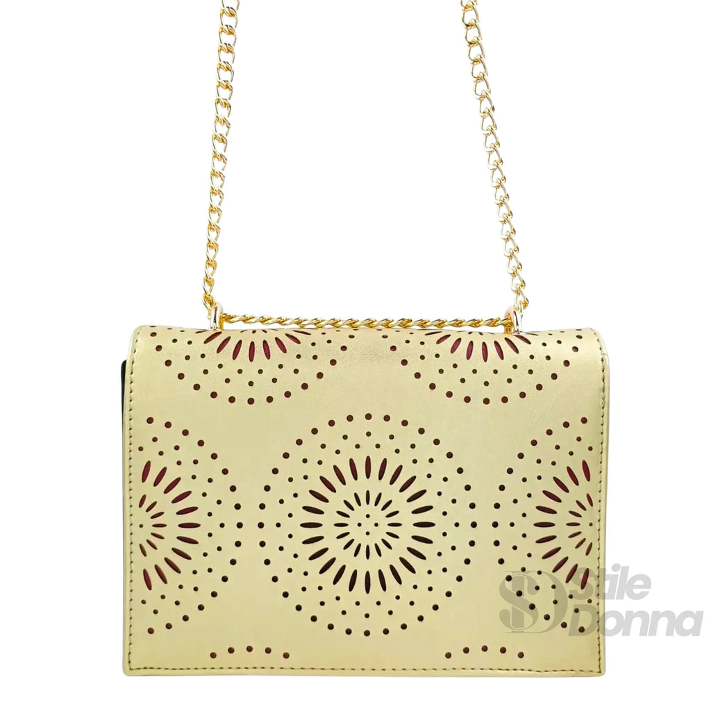 Stile Donna borsa a tracolla ecopelle con catena – dettaglio esterno