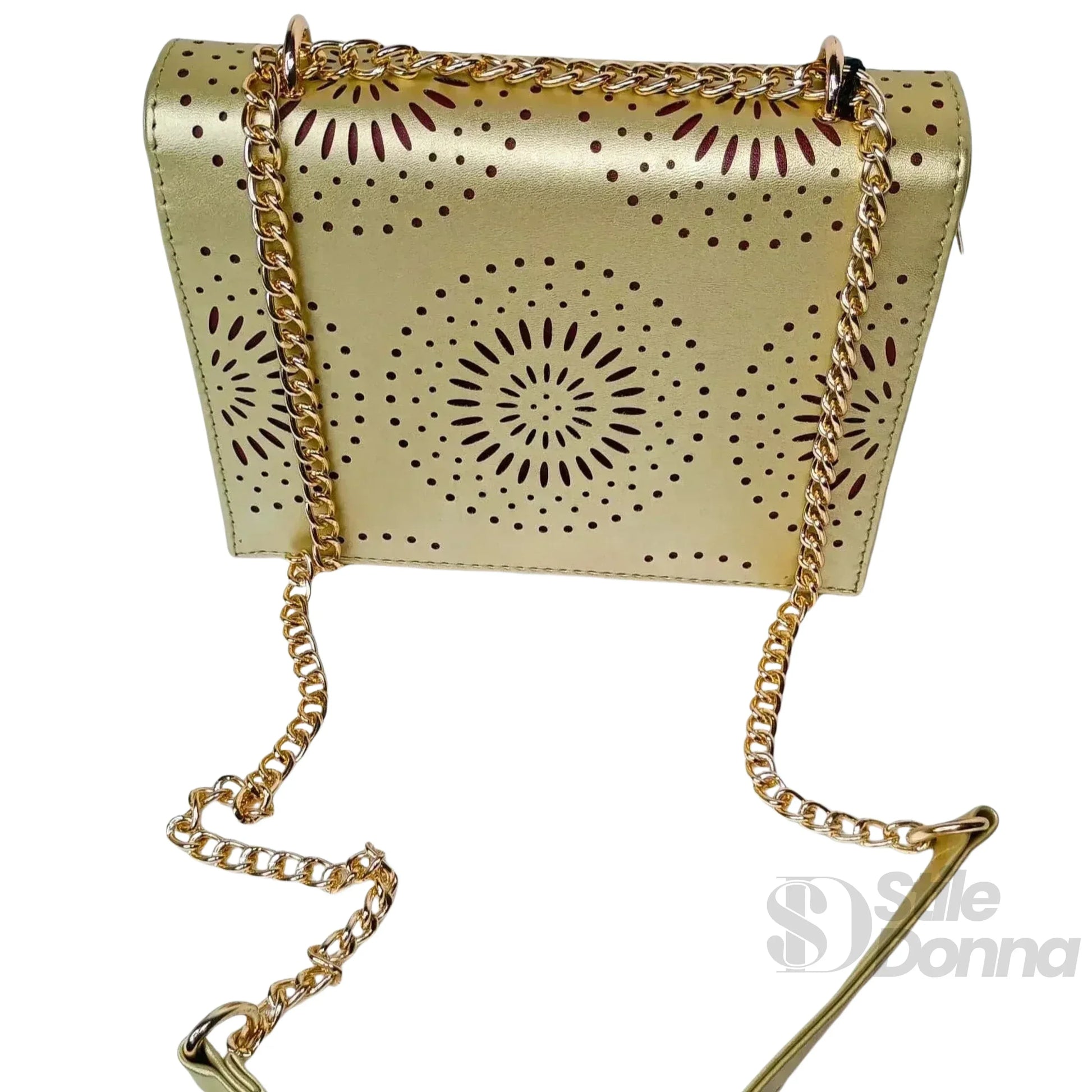 Stile Donna borsa a tracolla ecopelle con catena – vista posteriore
