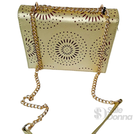 Stile Donna borsa a tracolla ecopelle con catena – vista posteriore