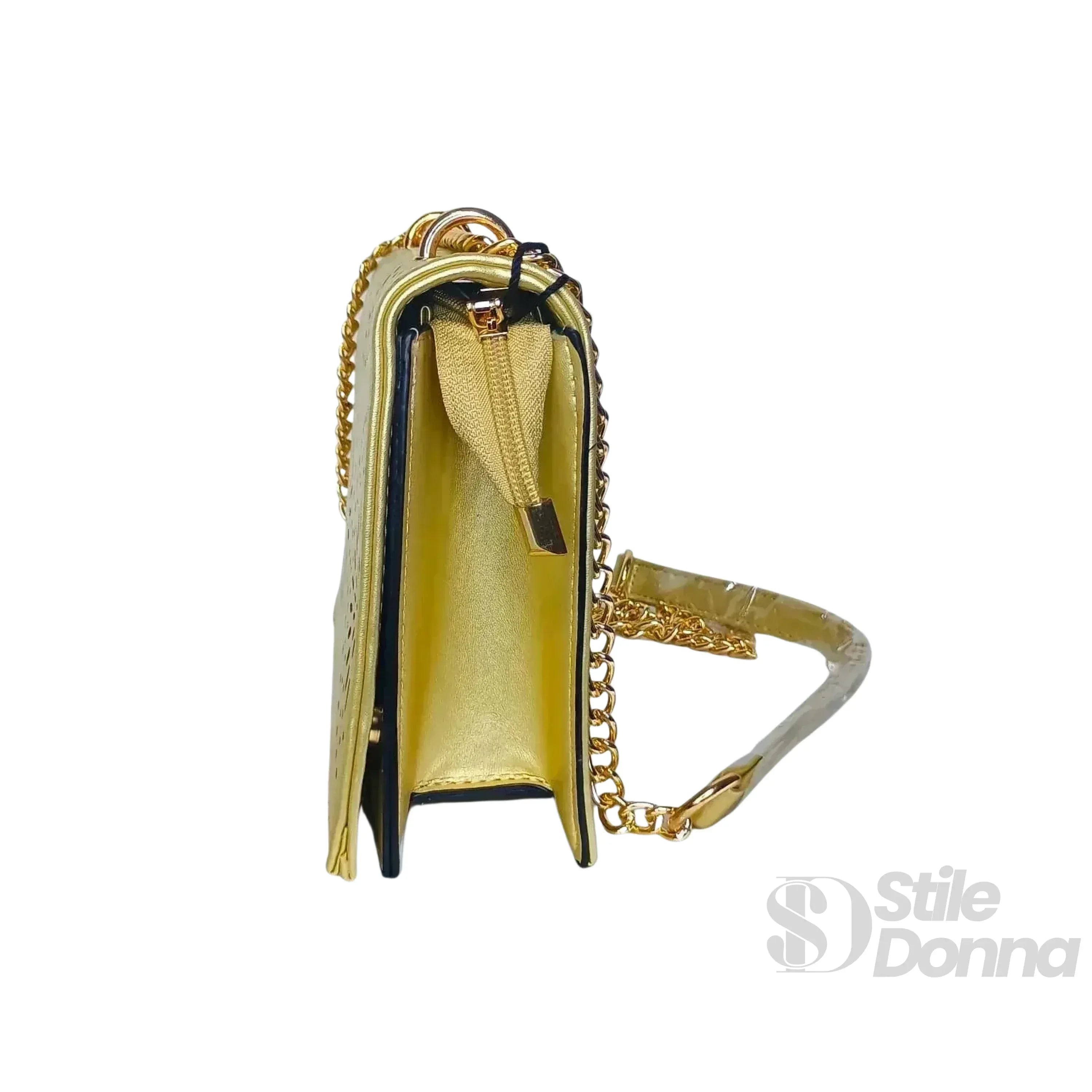 Stile Donna borsa a tracolla ecopelle con catena – interno e tasche