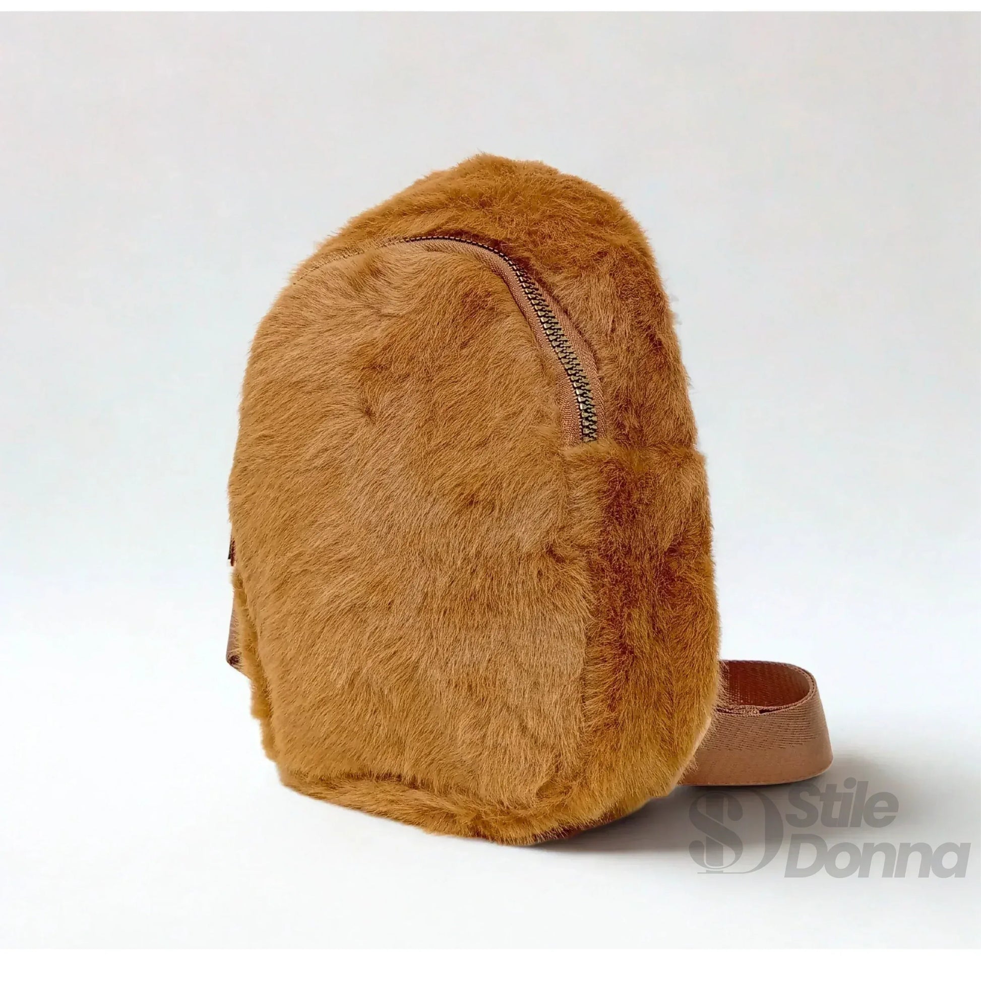 Stile Donna borsa a tracolla pelliccia sintetica morbida – dettaglio chiusura