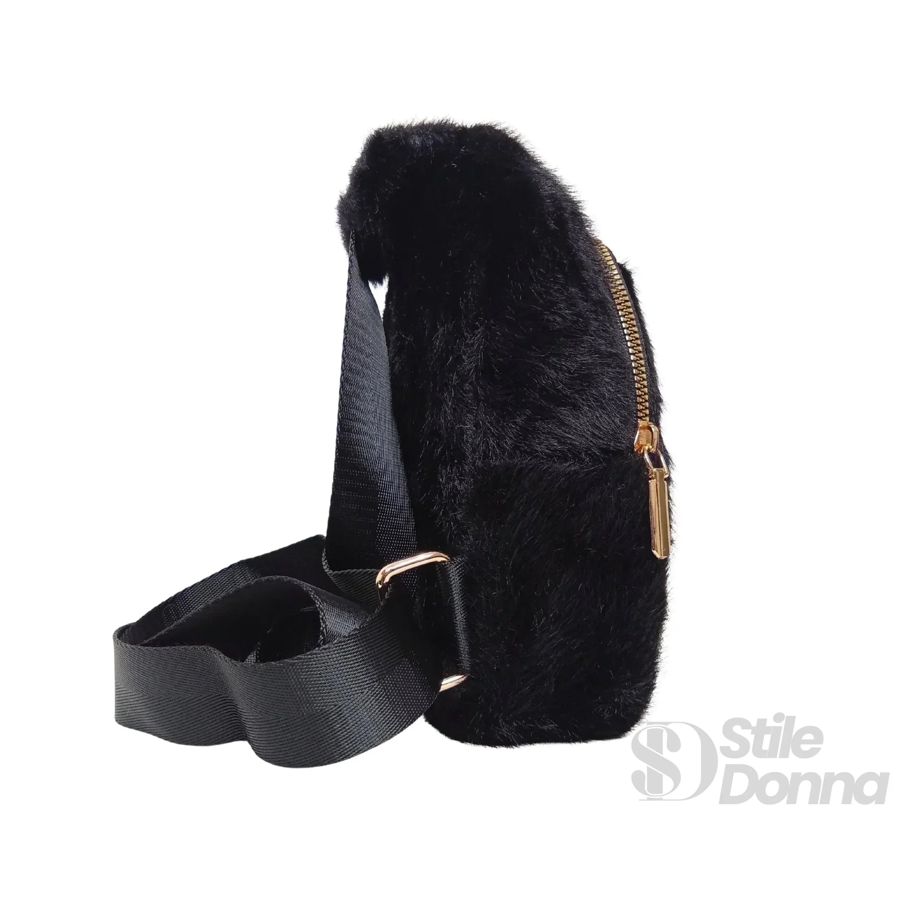 Stile Donna borsa a tracolla pelliccia sintetica morbida – vista dall'alto