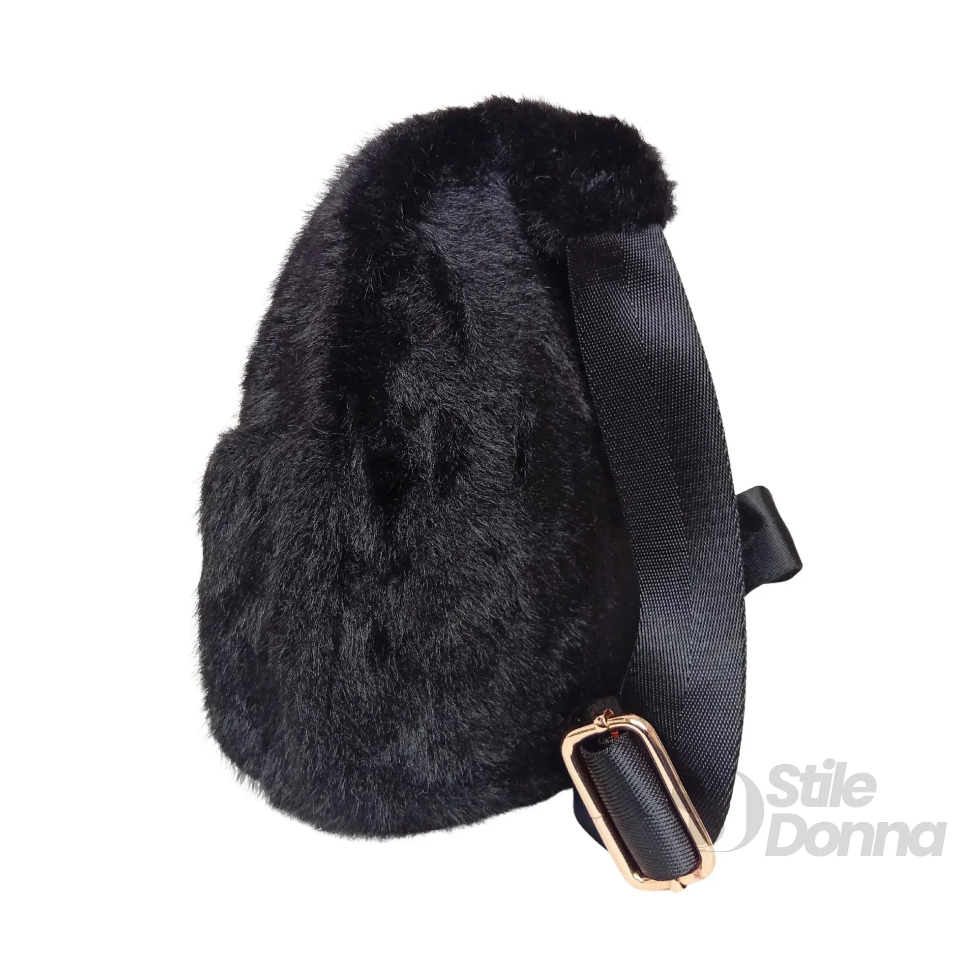 Stile Donna borsa a tracolla pelliccia sintetica morbida – con accessori abbinati