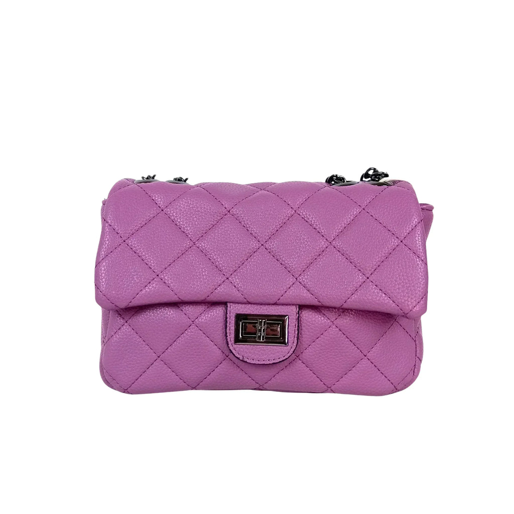Stile Donna borsa a tracolla ecopelle argento con interno microfibra donna – vista frontale
