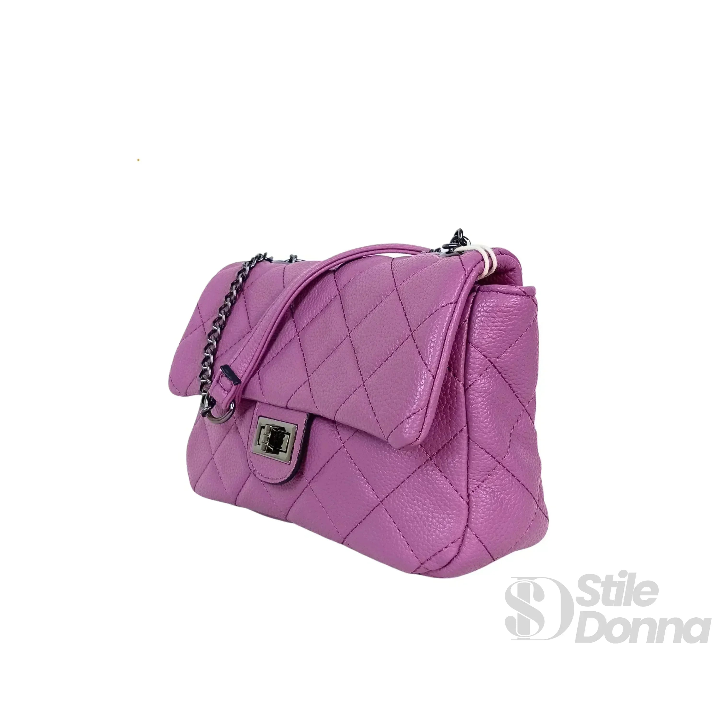 Stile Donna borsa a tracolla ecopelle argento donna – borsa indossata