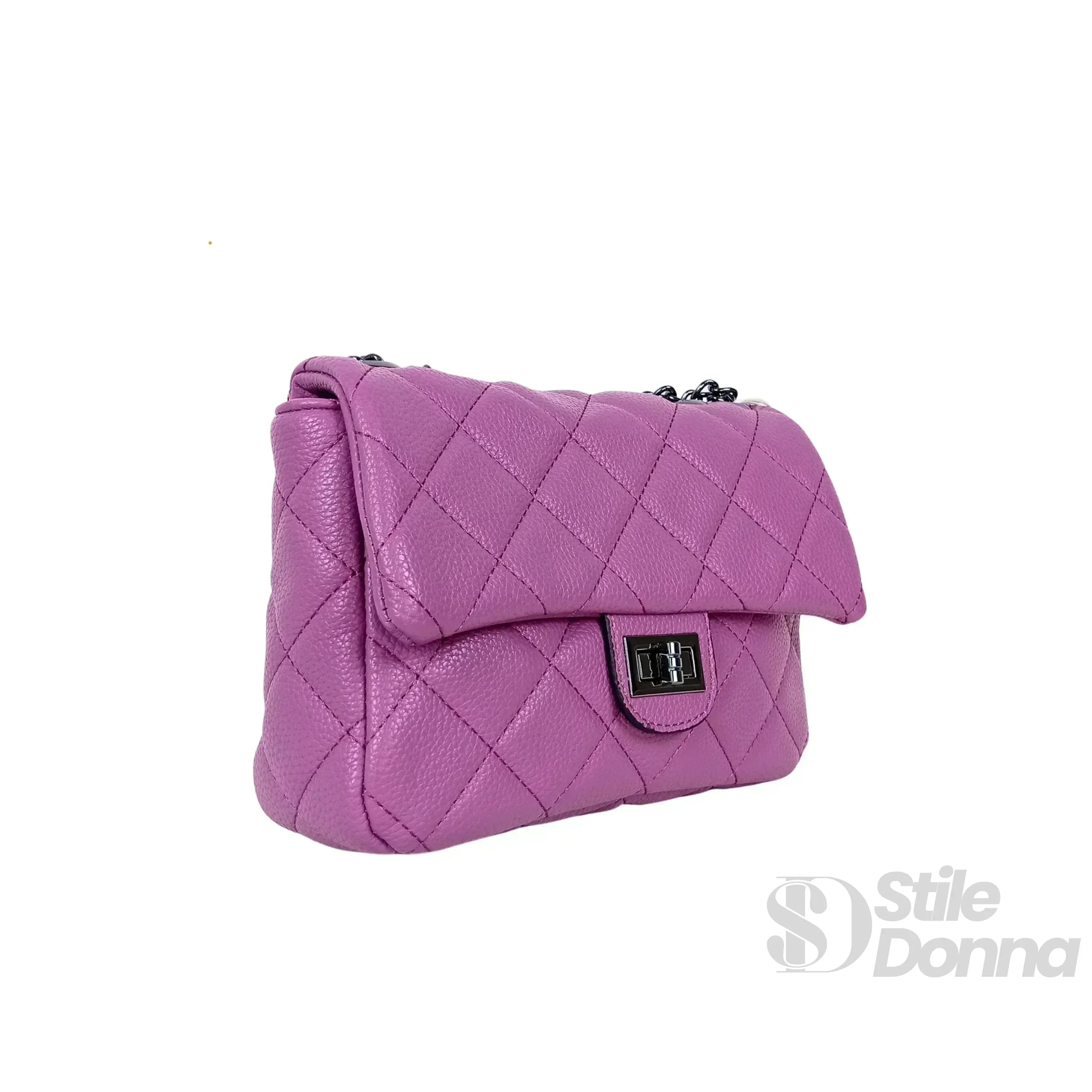 Stile Donna borsa a tracolla ecopelle argento con interno microfibra – vista dall'alto