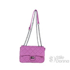 Borsa a Tracolla in Ecopelle con Finiture Argento e Interno Microfibra - Stile Donna Bags