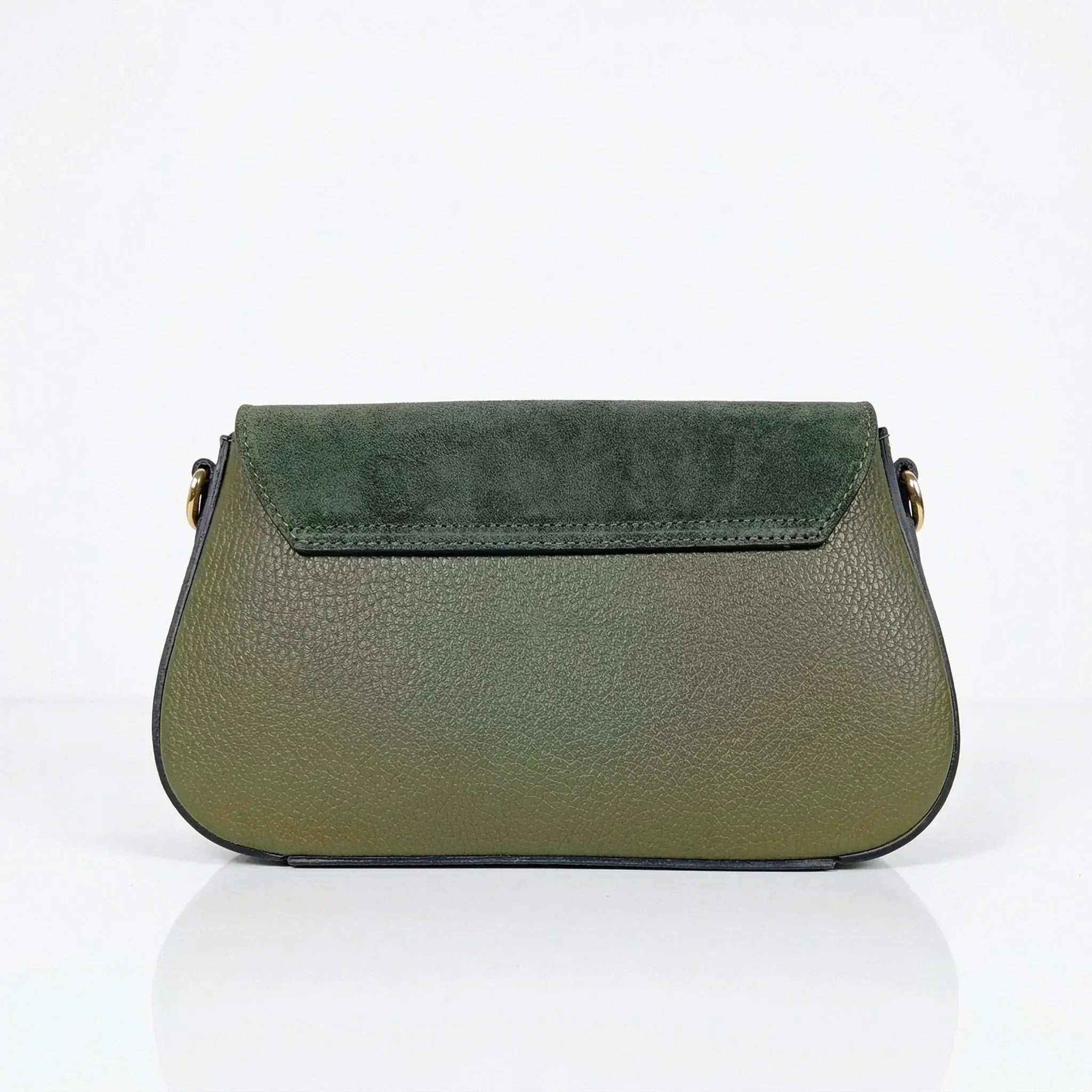 Borsa Bella Nova Crossbody in Vera Pelle e Camoscio | Prospettiva indossata | vera pelle | Verde