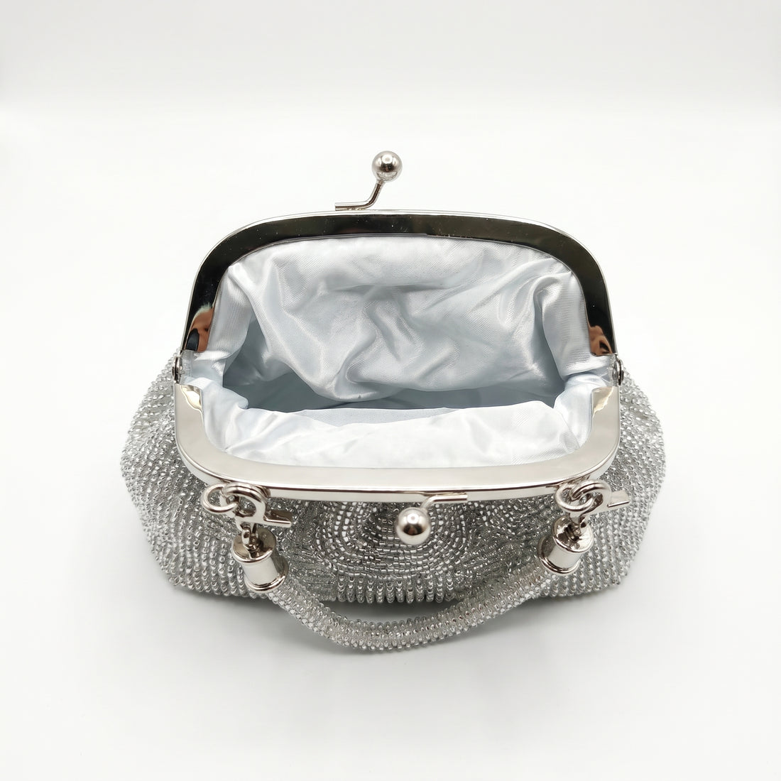 Borsa da Sera in Mesh di Strass Argento