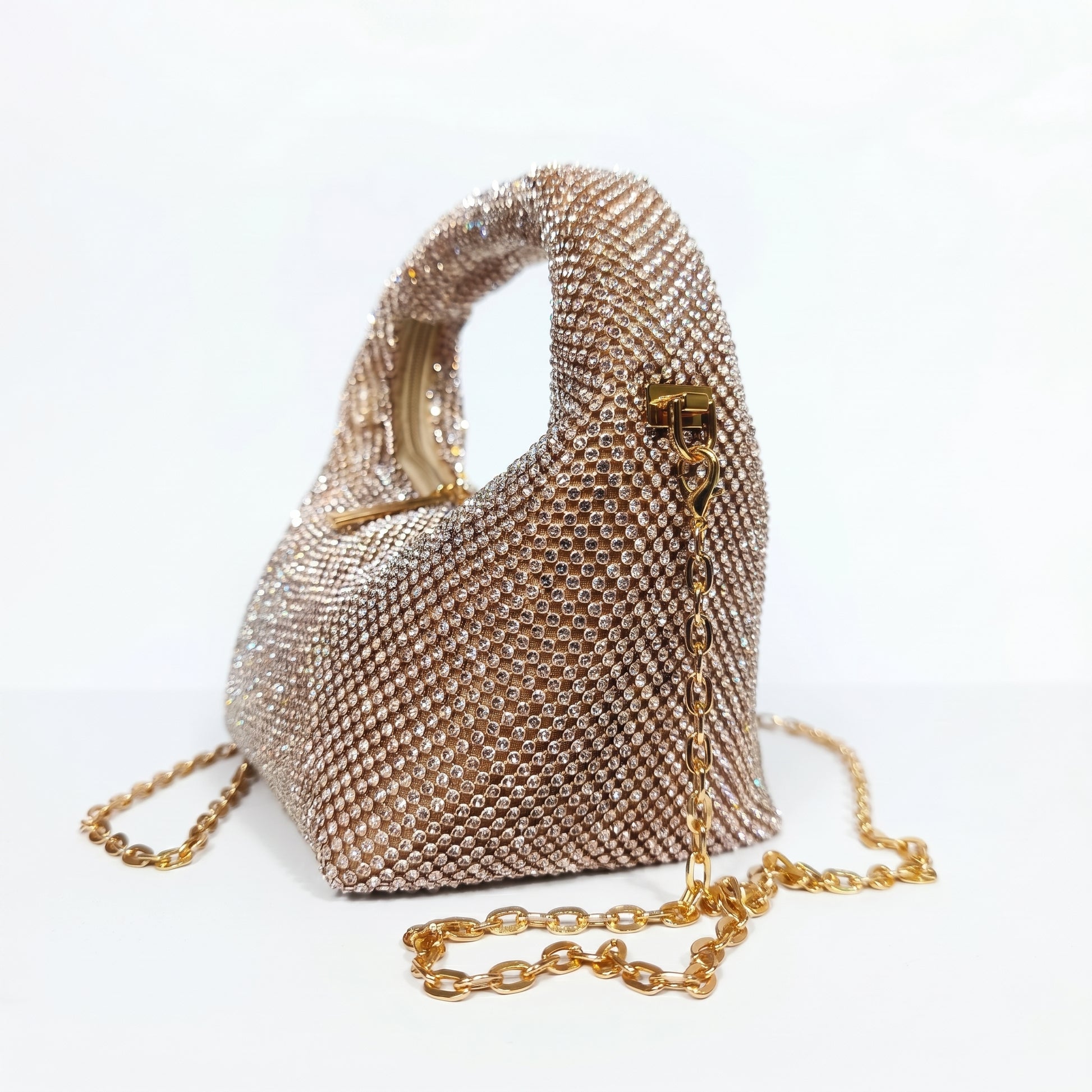Stile Donna borsa da sera mesh strass oro – vista supplementare