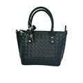 Stile Donna borsa shopper ecopelle nera intrecciata con dettaglio sciarpa donna – vista frontale