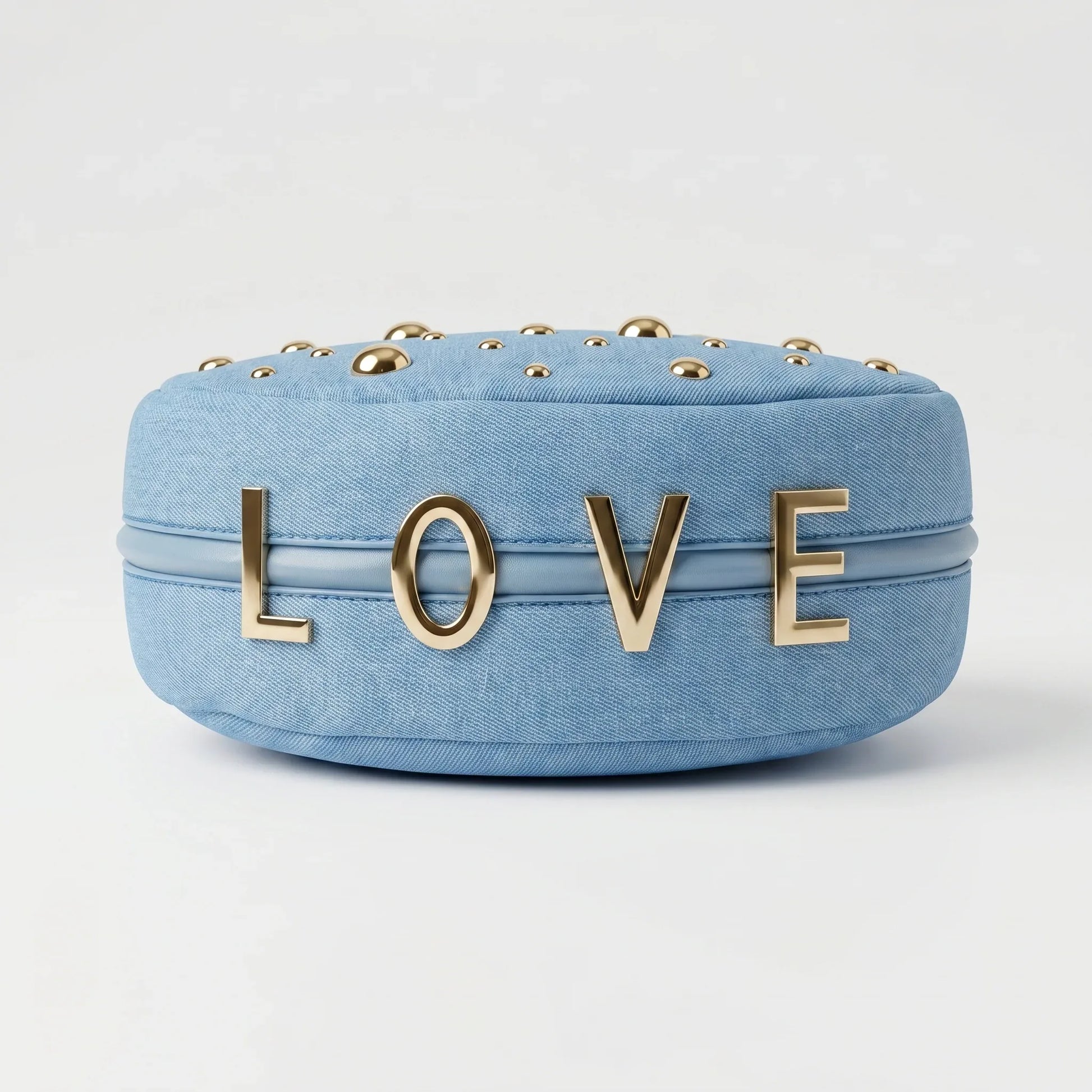 Stile Donna borsa denim blu con tracolla rimovibile – con accessori