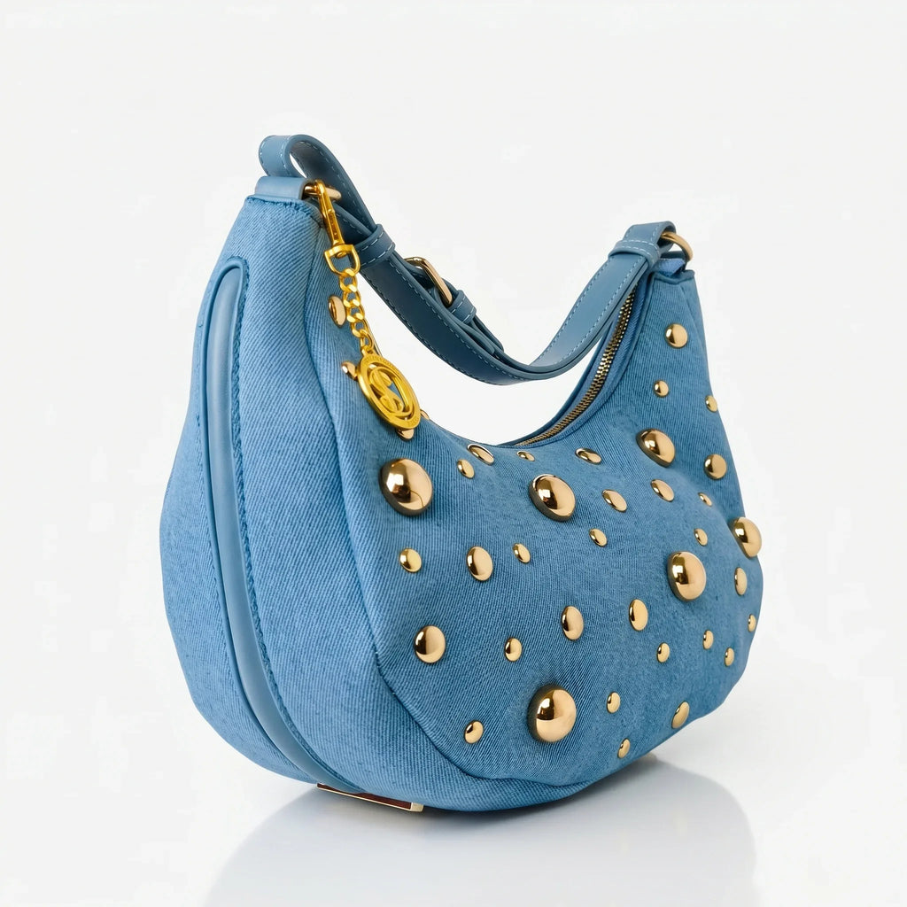 Stile Donna borsa denim blu con tracolla rimovibile – vista supplementare 2