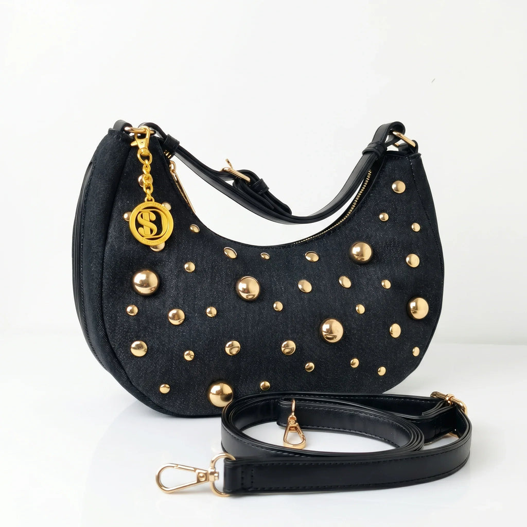 Stile Donna borsa denim blu con tracolla rimovibile – vista supplementare 4