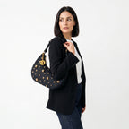 Borsa in Denim con Tracolla Rimovibile e Chiusura a Cerniera - Stile Donna Bags