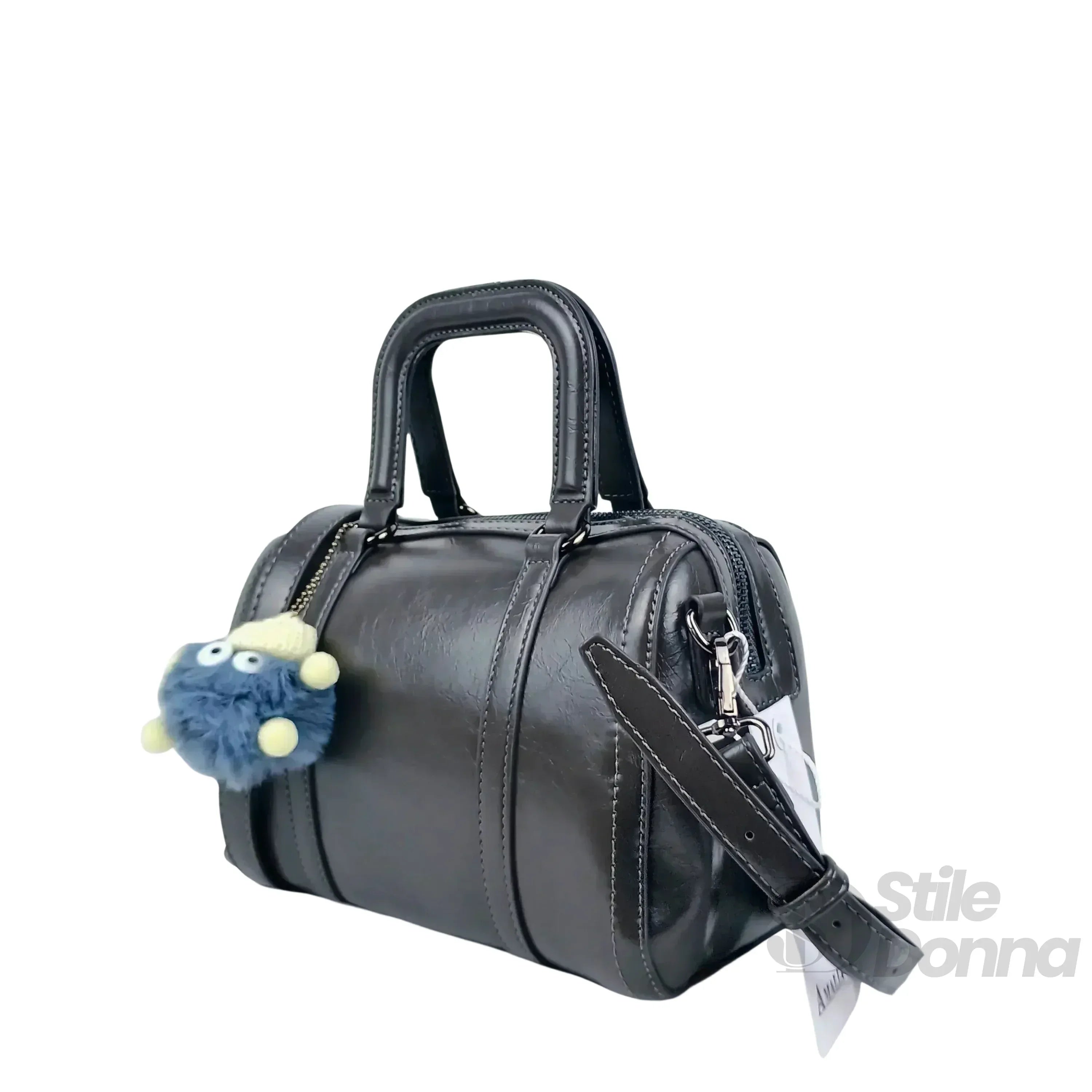 Stile Donna borsa ecopelle grigio scuro finta con tracolla removibile – interno e tasche
